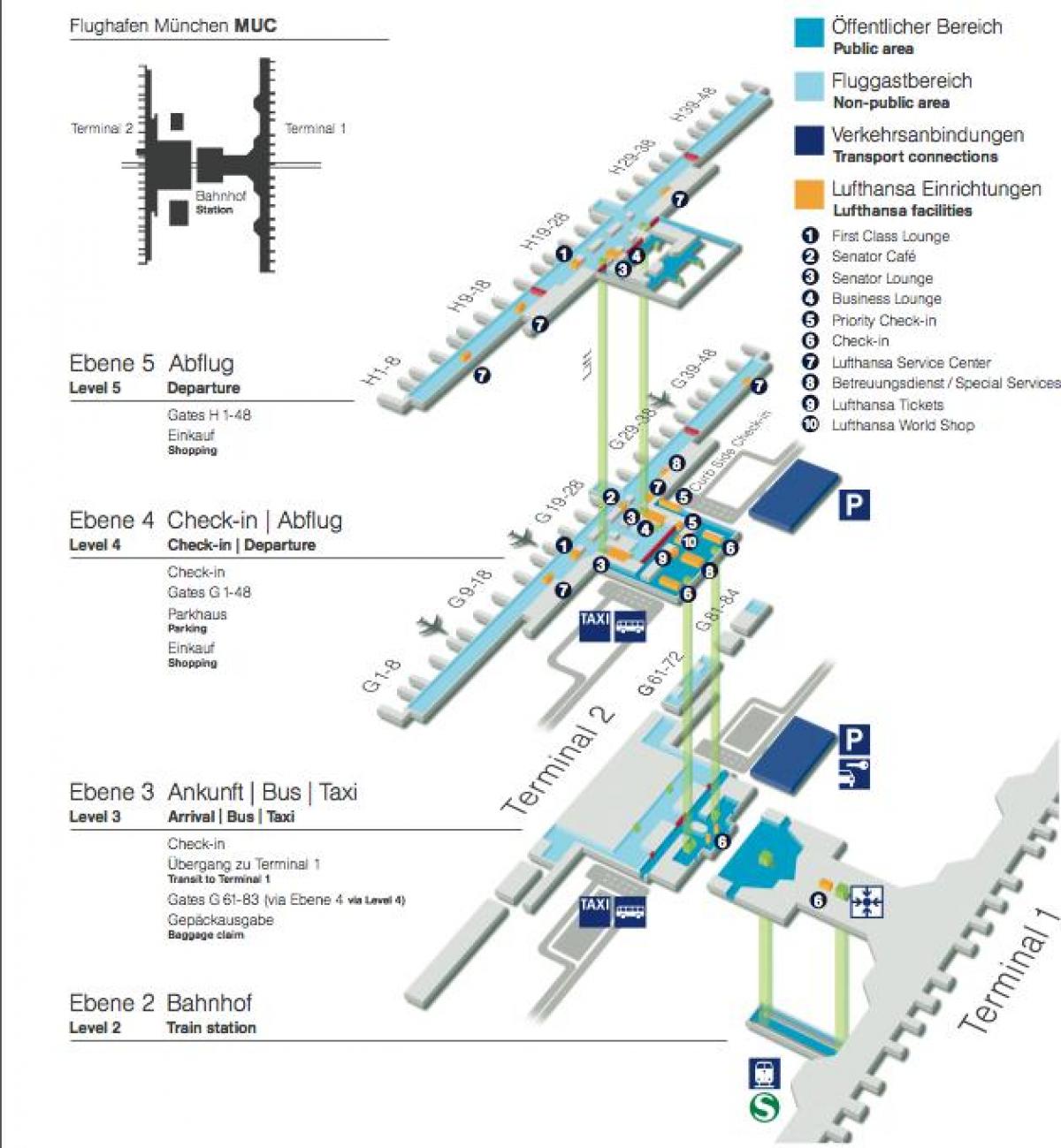Карта на минхенскиот аеродром луфтханза