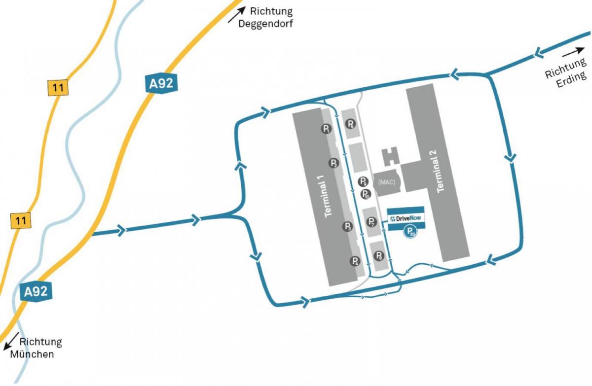 минхен аеродром автомобил за изнајмување на мапата