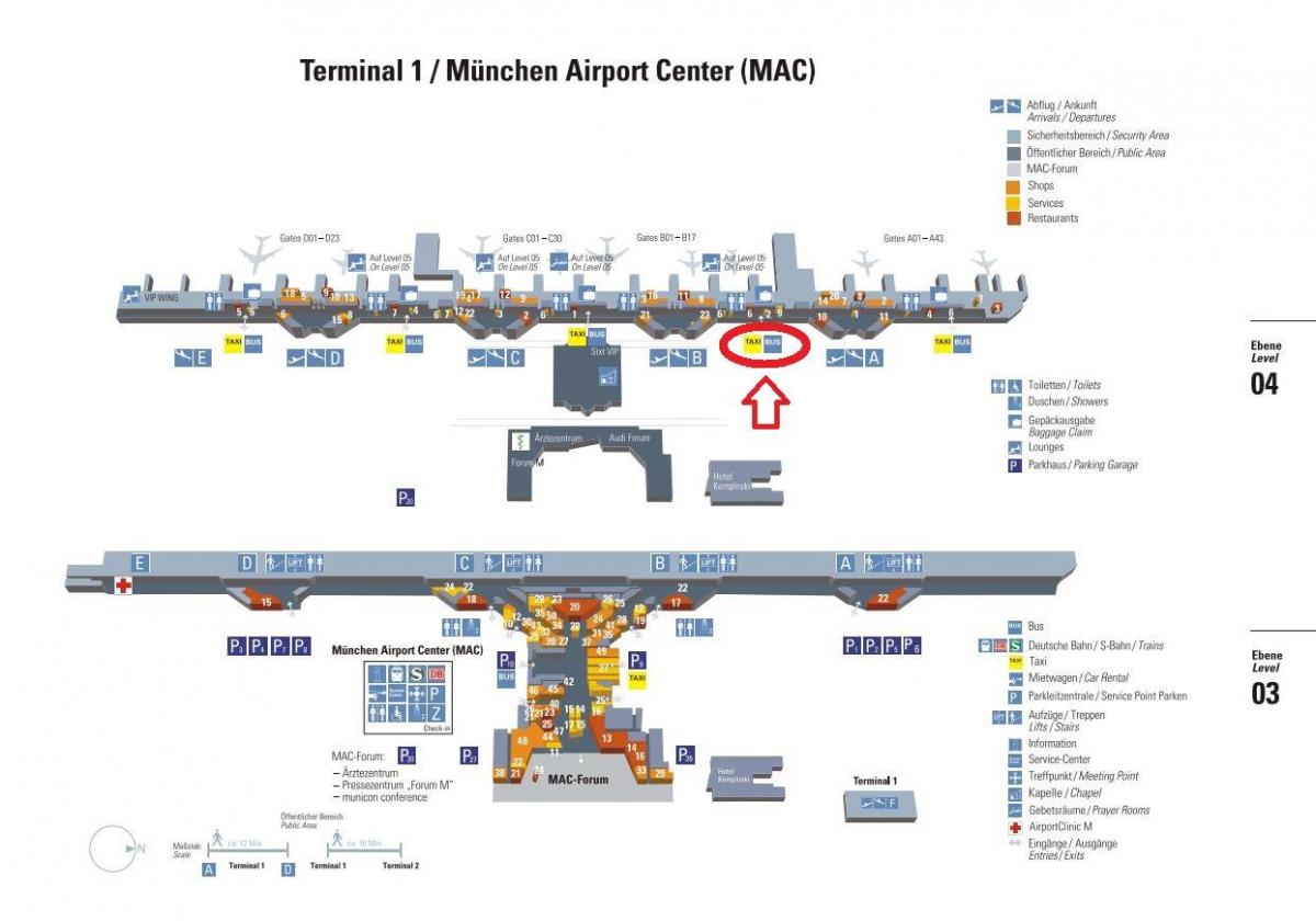 Карта на минхен аеродромот, терминал 1