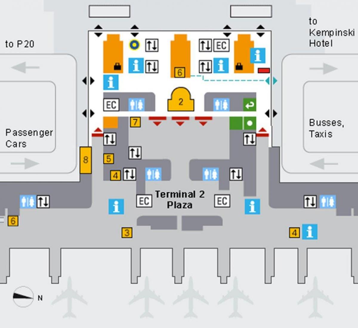 Карта на минхен аеродромот на пристигнување