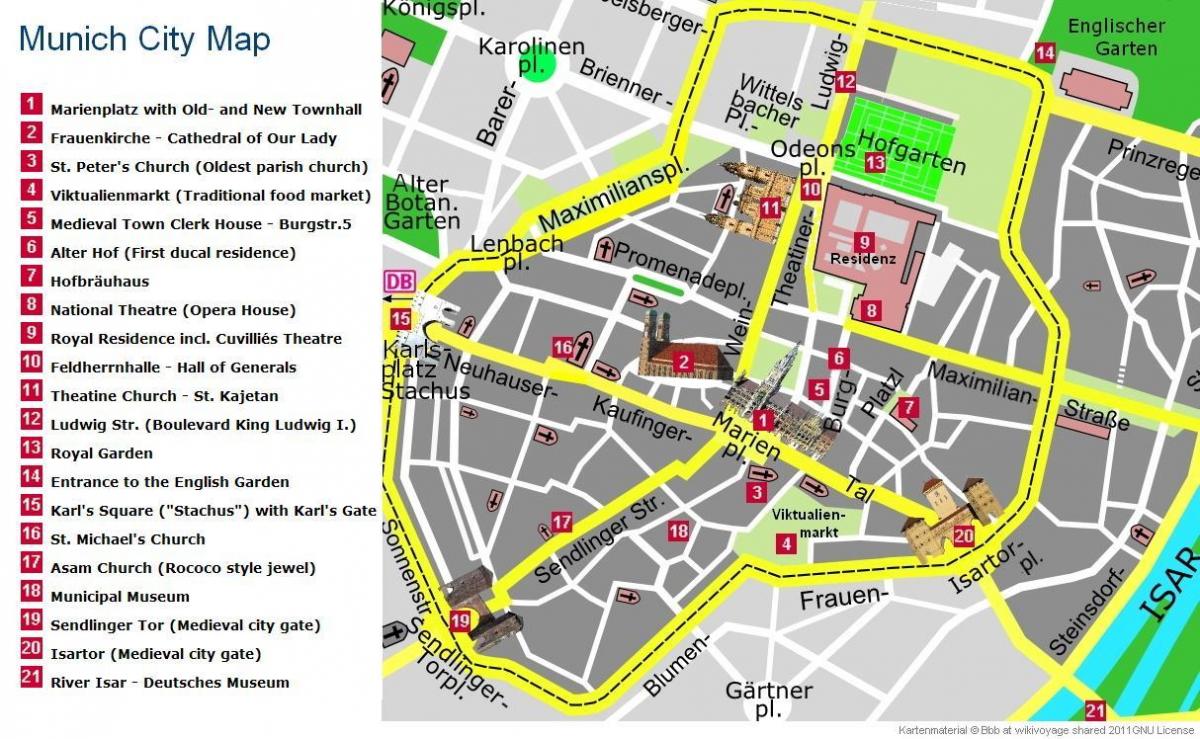 карта на минхен центарот на градот атракции
