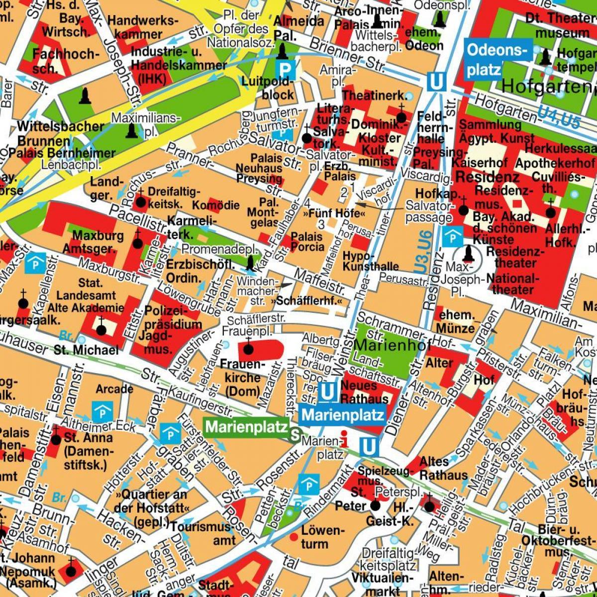 улична карта на минхен во центарот на градот