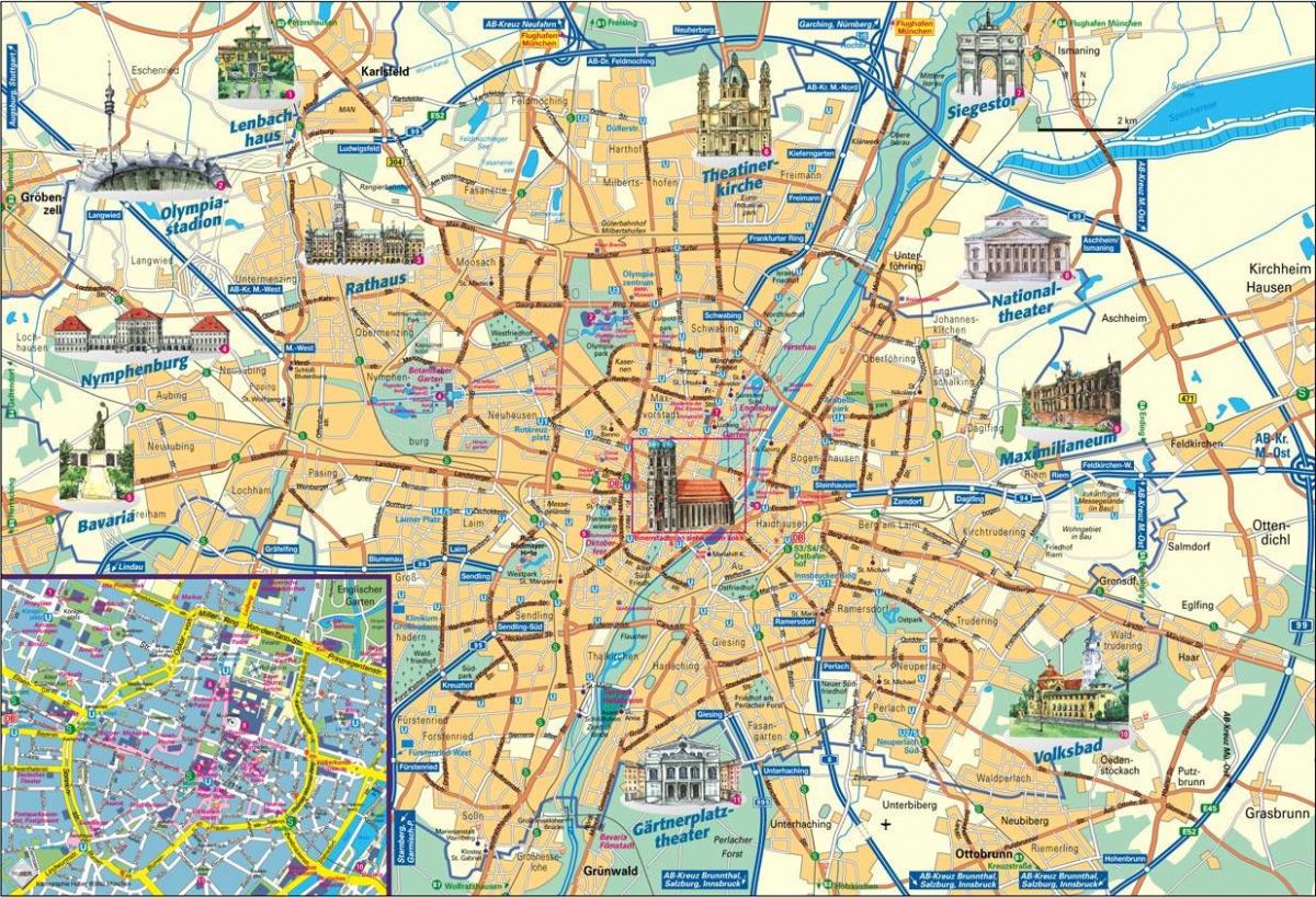 мапа на градот минхен германија