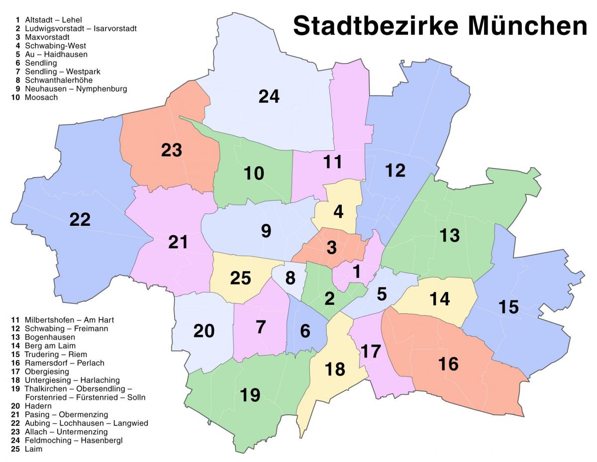 карта НА минхен предградијата