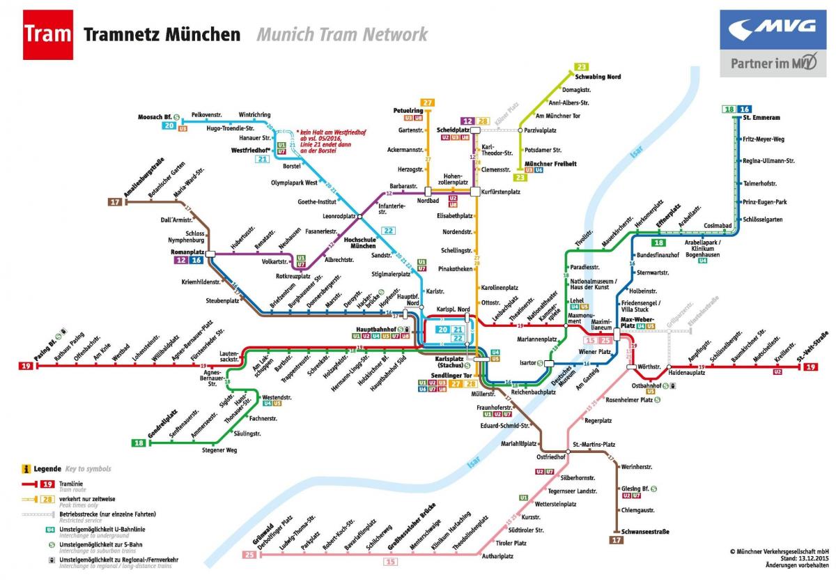 Карта на минхен трамвај