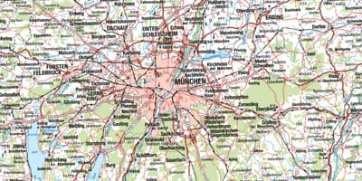 Карта на минхен и околните градови