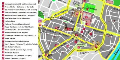 Карта на минхен центарот на градот атракции